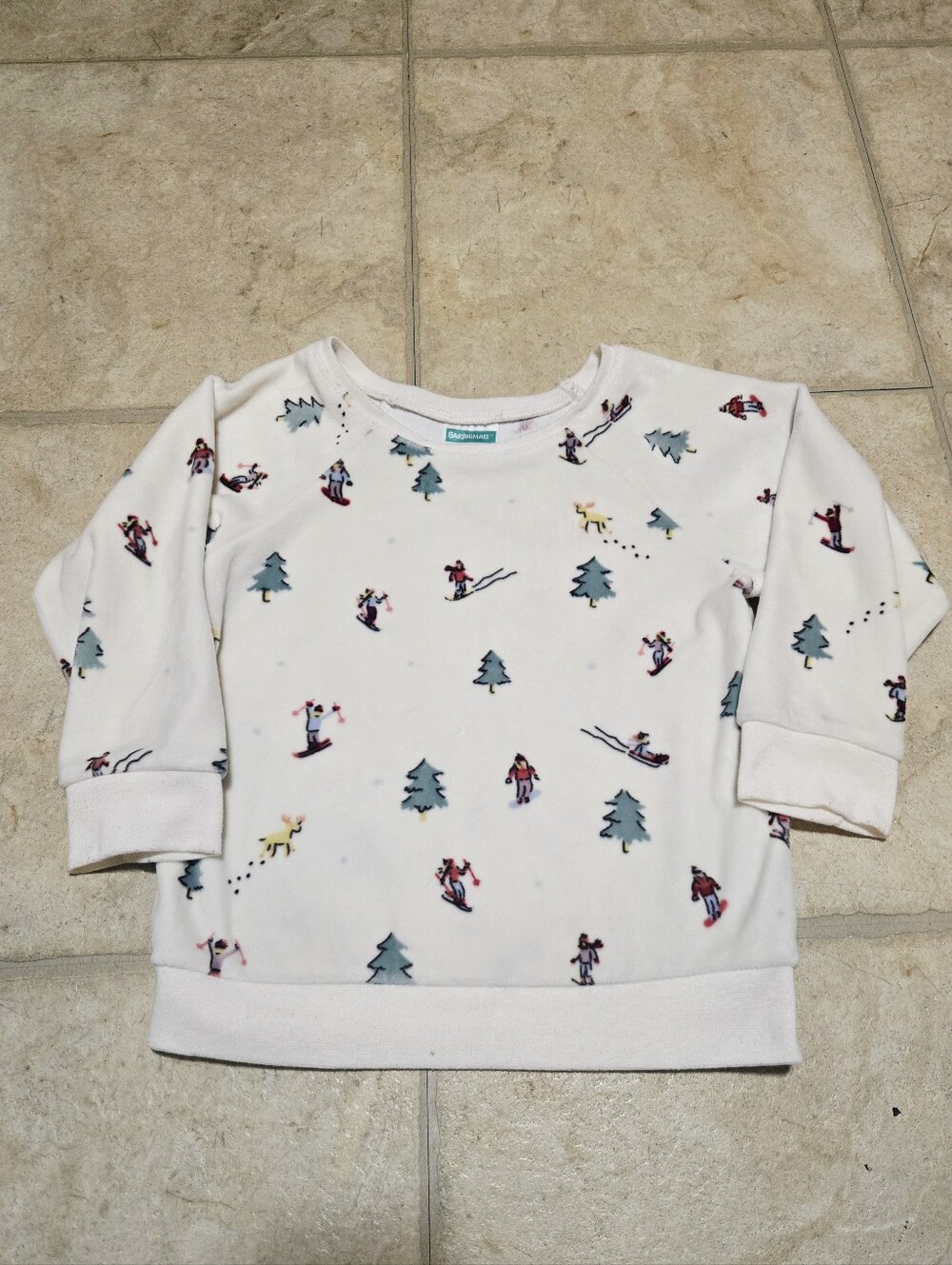 Garanimals White Kids Velour Pullover with Ski and Tree Print